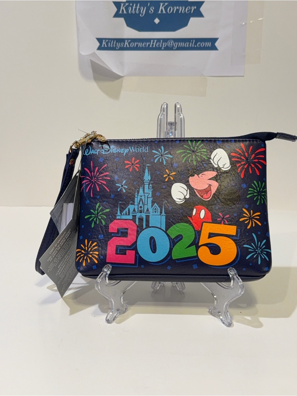 NWT Disney Light Up 2025 Mickey Mouse Fireworks Zip Wristlet